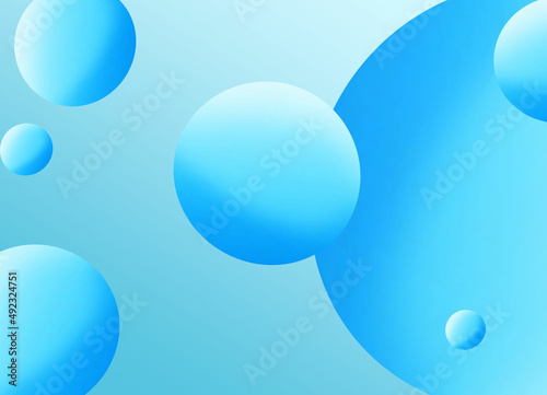 Abstract 3D liquid fluid circles blue pastels color beautiful background with halftone texture.