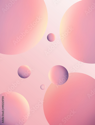Abstract 3D Fluid Circle Pastels Mustard Pink Beautiful Background Color With Half Tone Texture