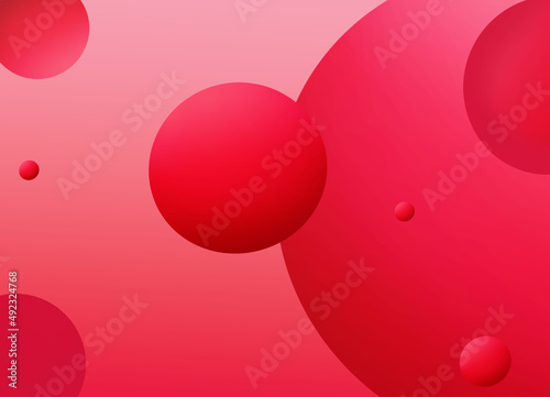 Abstract 3D liquid fluid circles red mustard pastels color beautiful background with halftone texture.