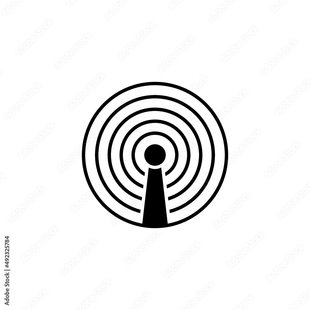 Wireless sign. Signal icon. Broadcast, transmitter antenna icon isolated on white background Wireless sign. Signal icon. Broadcast, transmitter antenna icon isolated on white background