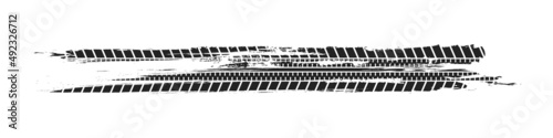 Tuck or SUV tire track, shabby imprint of car wheels, tire track of offroad car, road dirt and tire print, race sport.