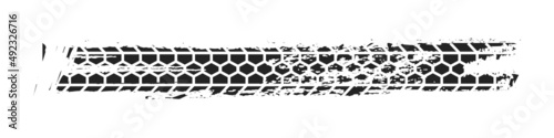 Tuck or SUV tire track, shabby imprint of car wheels, tire track of offroad car, road dirt and tire print, race sport.