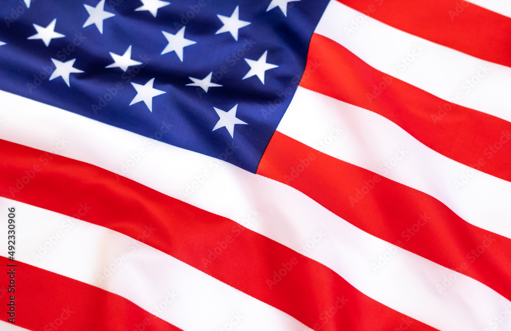 Close up of USA flag, the national United States flag Close up of USA flag, the national United States flag