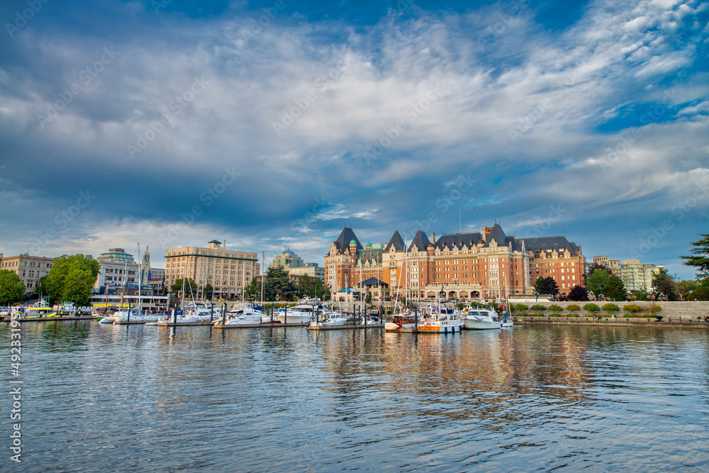 Victoria, Canada - August 14, 2017: Fairmont Empress Hotel on a beautiful sunny day.