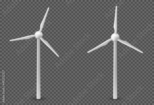 Wind turbine realistic effect, vector illustration