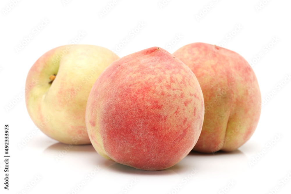 three peach isolated on white three peach isolated on white