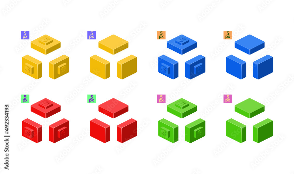 Single plastic element for constructor in isometric style for casual games.Vector illustration.