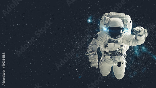 Canvas Print Astronaut spaceman do spacewalk while working for spaceflight mission at space station