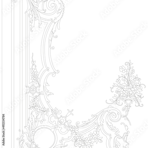 Salon ceiling painted with lines in the French style

