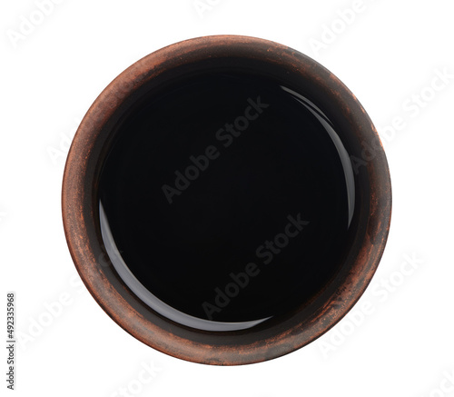 Canvas-taulu Bowl with soy sauce isolated on white background
