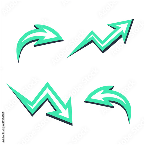 Set of arrow stickers, vector illustration, 3D arrow
