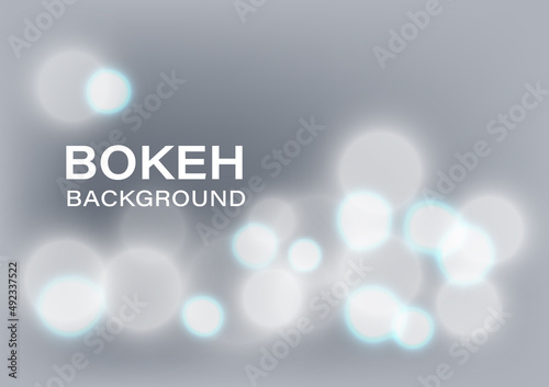 Shiny bokeh lights blur abstract background vector. Bright white Christmas bulb with soft gray color backdrop. Vibrant glitter defocused texture art. Circle lamp party illustration wallpaper.