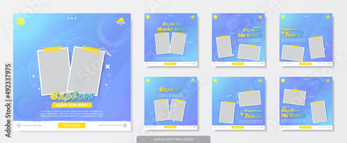 Explore and travel template social media post promotion design