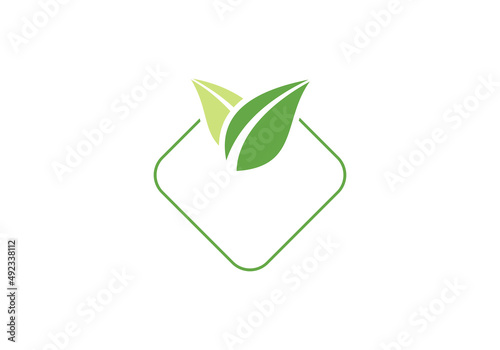 this is a creative green leaf shape logo