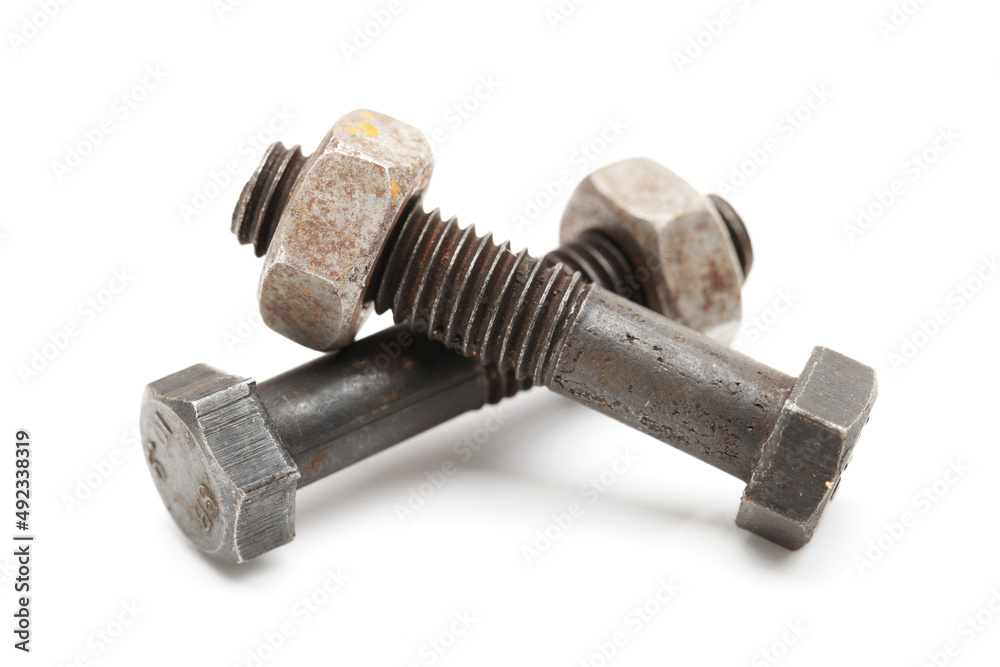 bolt and nut isolated on white background bolt and nut isolated on white background