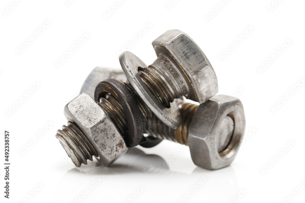 bolt and nut isolated on white background bolt and nut isolated on white background