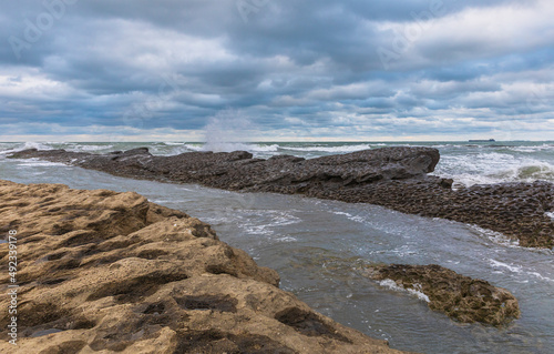 Storm on the coast of the Caspian Sea photo