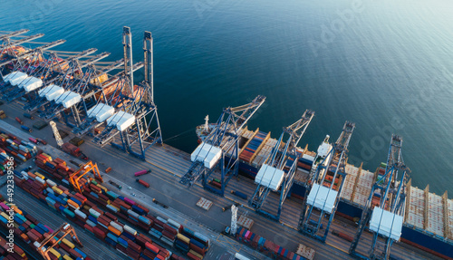 Photography Aerial view of Yantian port in Shenzhen city, China