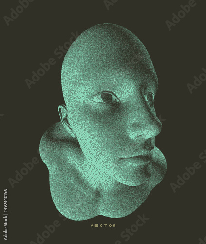 Funny people portraite caricature. Creative design for avatar or print. View from above wide angle shot. 3D vector illustration. Can be used as a poster, postcard or banner.