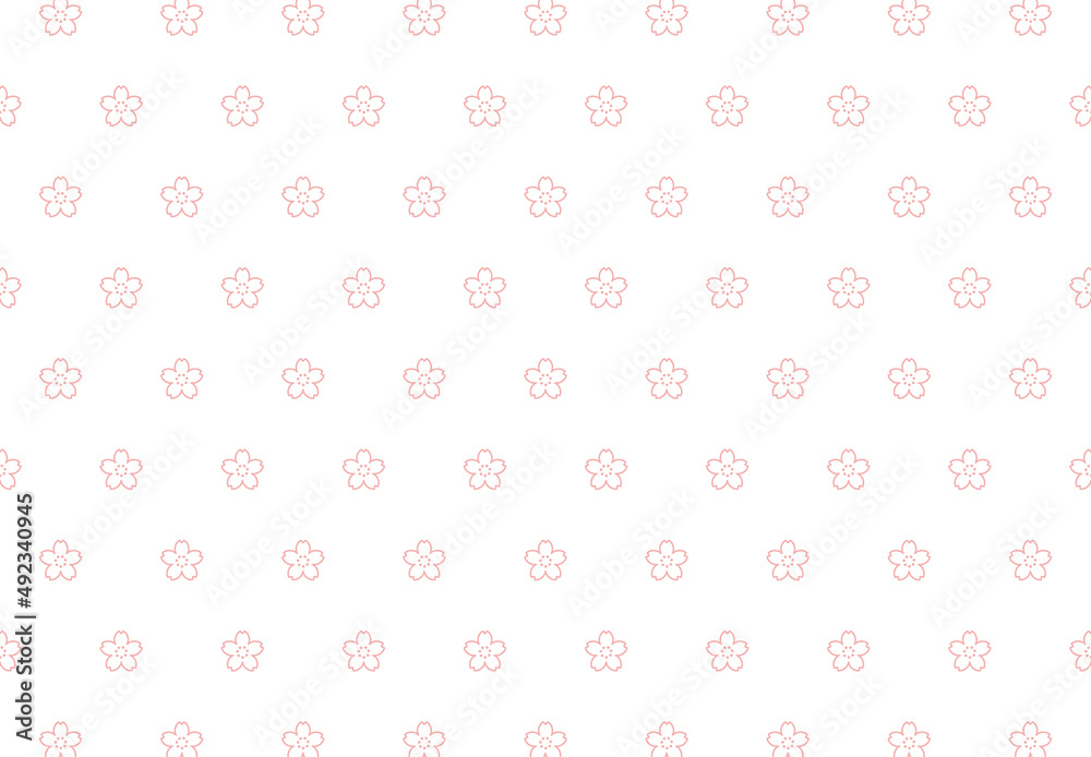 シンプルな桜のシームレスパターン 02　背景　素材