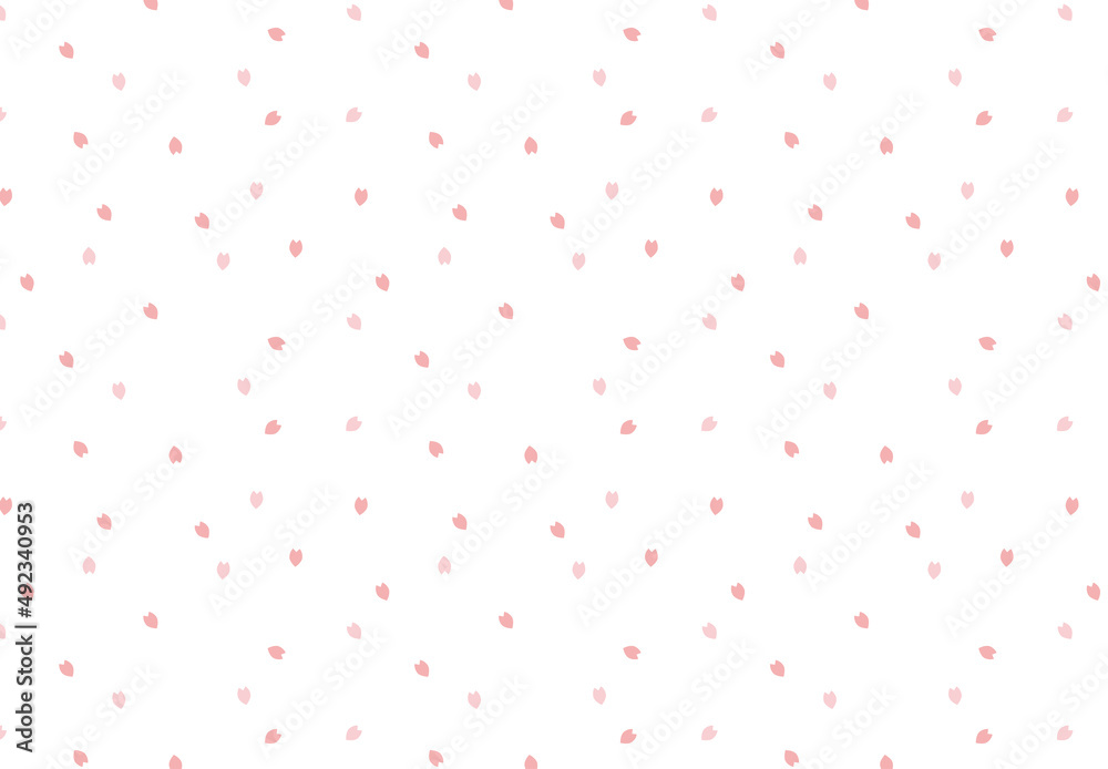 シンプルな桜の花びらのシームレスパターン　ランダム　背景　素材
