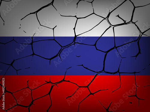 Russian flag in cracks