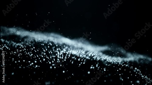 Abstract Particle wave background dark blue 3d rendering animation blurred particle motion background shining shimmer and glitter particles stars sparks bokeh movement photo