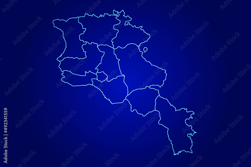 Armenia Map of Abstract High Detailed Glow Blue Map on Dark Background logo illustration Armenia Map of Abstract High Detailed Glow Blue Map on Dark Background logo illustration