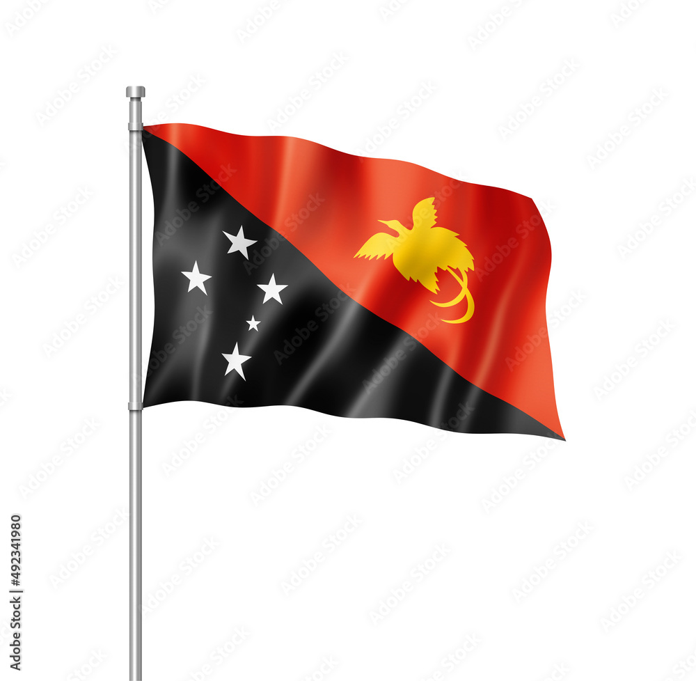 Papua New Guinea flag isolated on white