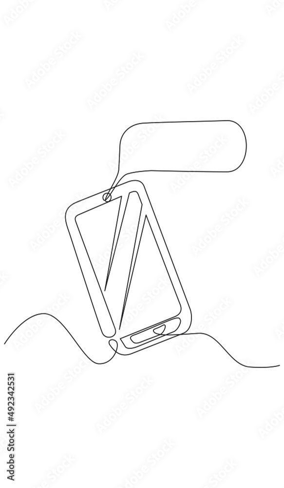 Smartphone one line. Black outline on a white background.