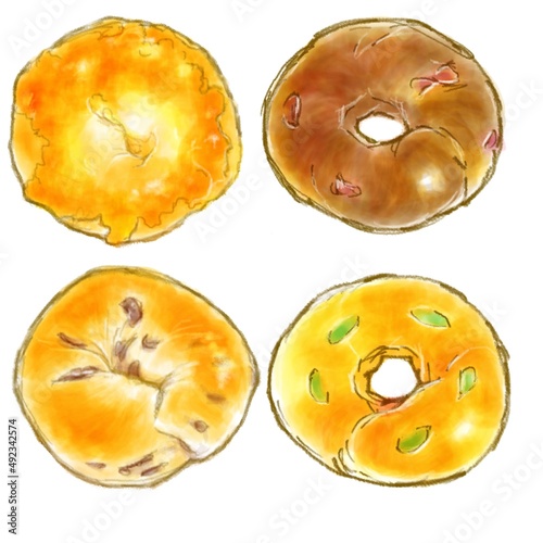 ベーグルセット（bagels）（チーズ・チョコ・ベリー・カボチャ）
