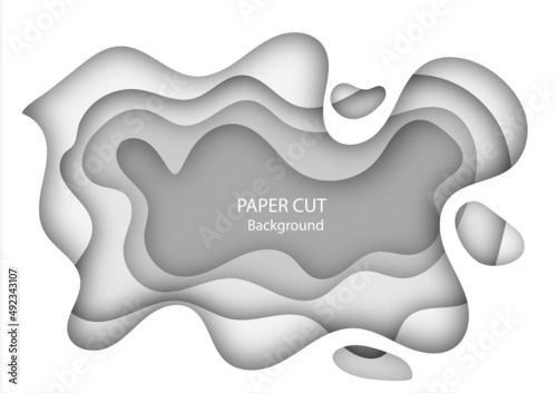 3d white color tone abstract background, papercut shape style.Design layout for business presentations, cards, brochures, banners. 