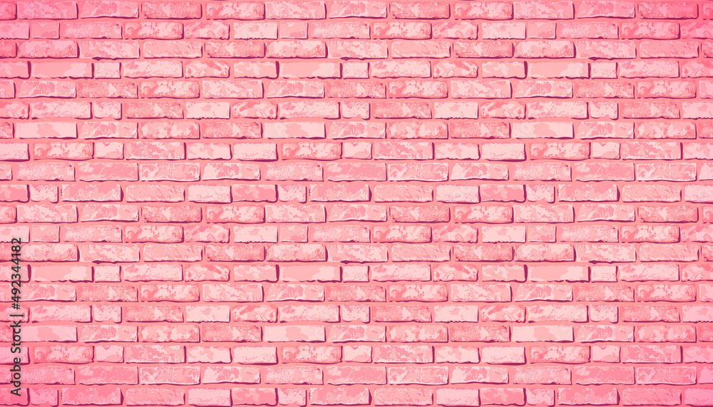 Realistic Pink Vector brick wall pattern horizontal background. Flat wall texture. White textured brickwork for print, paper, design, decor, photo background, wallpaper. Realistic Pink Vector brick wall pattern horizontal background. Flat wall texture. White textured brickwork for print, paper, design, decor, photo background, wallpaper.