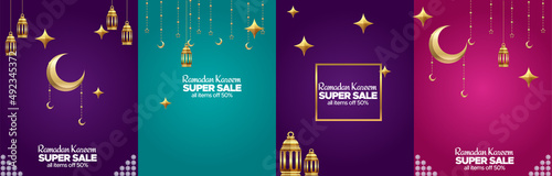 Eid al-Adha, Eid ul-Adha mubarak. Kurban Bayrami, Kurban Bajram muslim festival of sacrifice Background crescent with star and hanging lanterns, Round podium, stage studio for product