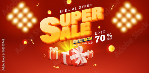 Super sale banner template design for web or social media.