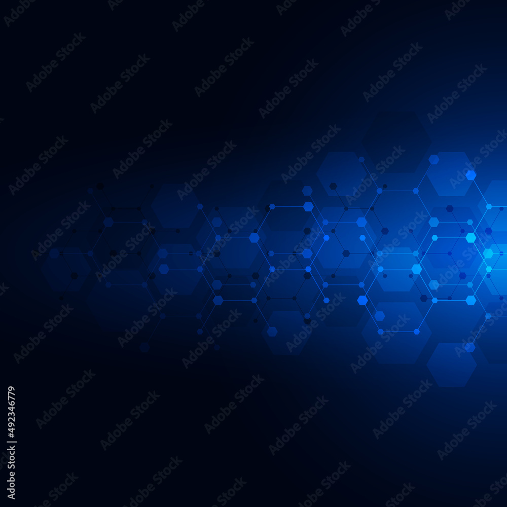 Abstract technology background and design element with hexagons pattern and geometric shapes Abstract technology background and design element with hexagons pattern and geometric shapes