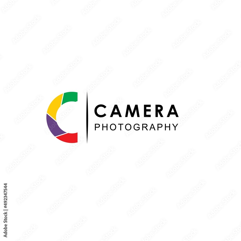 Camera Creative Concept Logo Design Template. logo letter c shutter