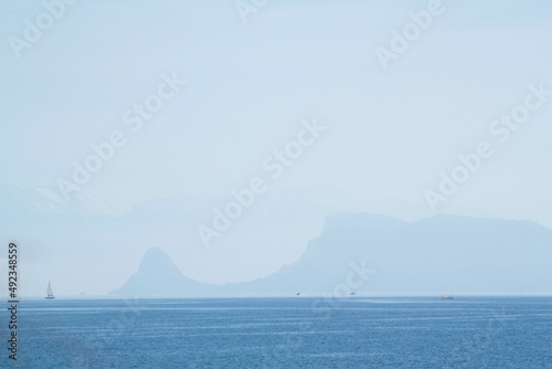 Sea view of Palermo Italy with myst  photo