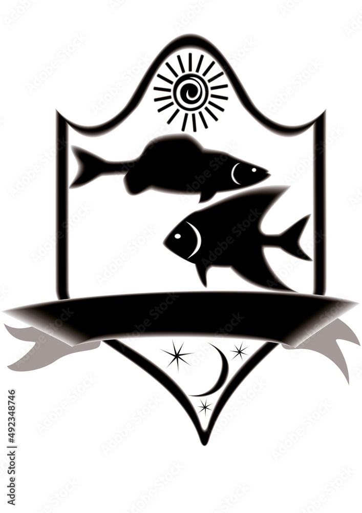 Obraz premium Icon title fish zodiac.