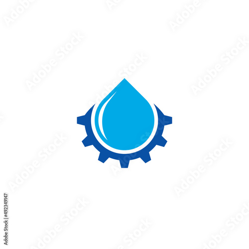 Water Drop and Gear logo or icon design