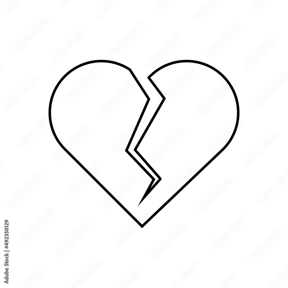Broken heart icon in line style Broken heart icon in line style
