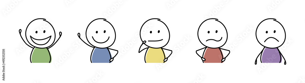 Funny stickman. Cartoon character showing emotions and gestures. Vector Funny stickman. Cartoon character showing emotions and gestures. Vector
