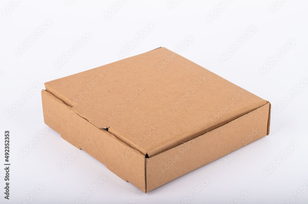 pizza box standing on a white background