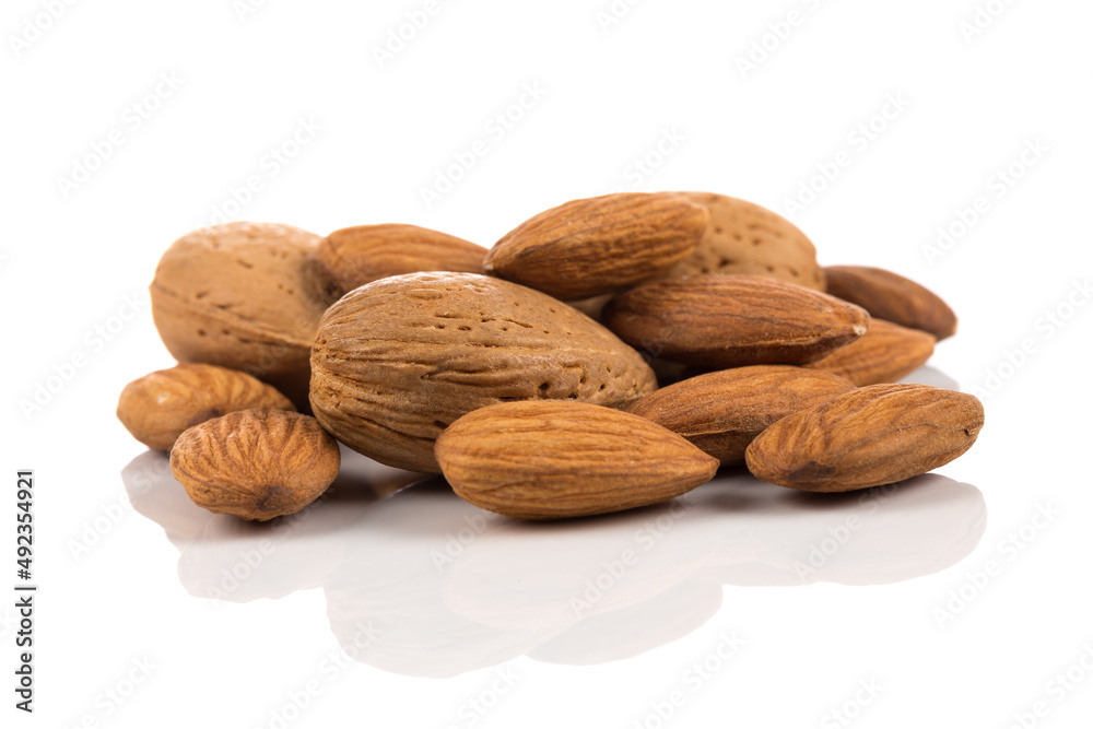 Almonds on a white background