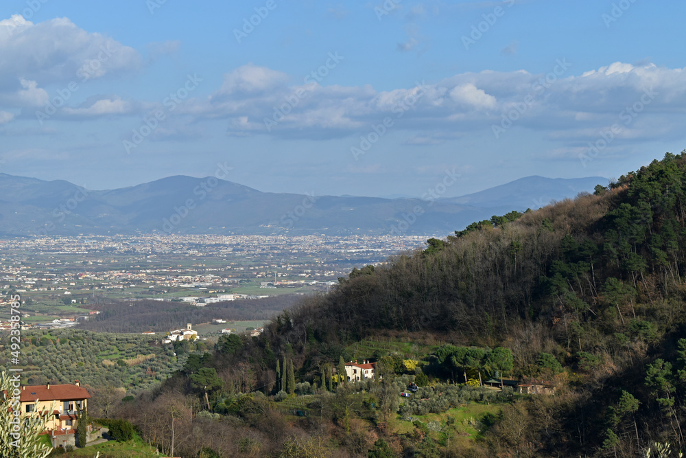 panorama of the hills of Montalbano, view of Florence and Vinci