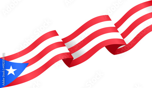 Fotografie Puerto Rico flag wave  isolated  on png or transparent background,Symbol Puerto