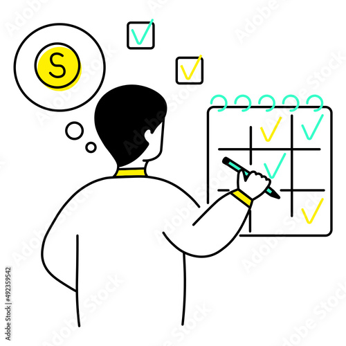 man plans a spending schedule