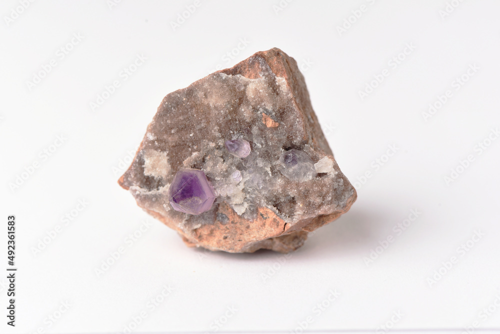 amethyst crystal grown on another stone ,marble, granite, amethyst crystal grown on another stone ,marble, granite,