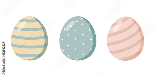 Easter eggs. Easter eggs with beautiful drawings. Happy Easter.Hand-drawn. Vector illustration.