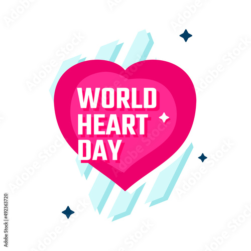 world heart day white tittle flat label